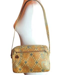 Lovely True Vintage MM "Morris Moskowitz" Tan Paisley Leather Shoulder Bag Purse